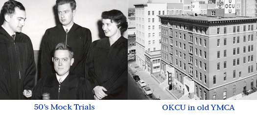 historic photo of 50's Mock Trials and OKCU in old YMCA